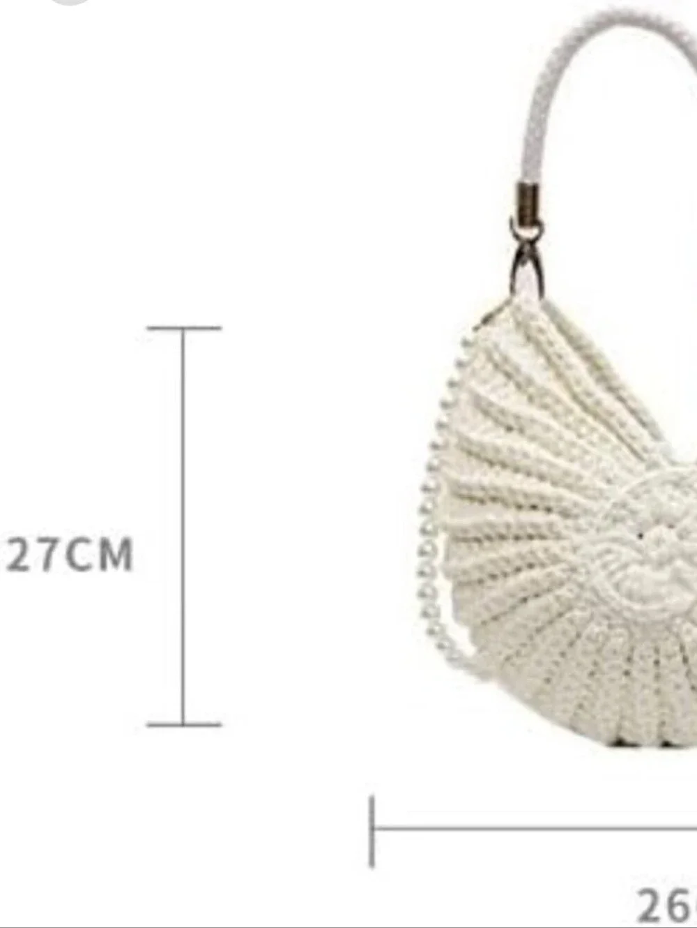 Handcrafted Light Aqua Crochet Shell Shoulder Bag with White Handle - Picture 7 of 9